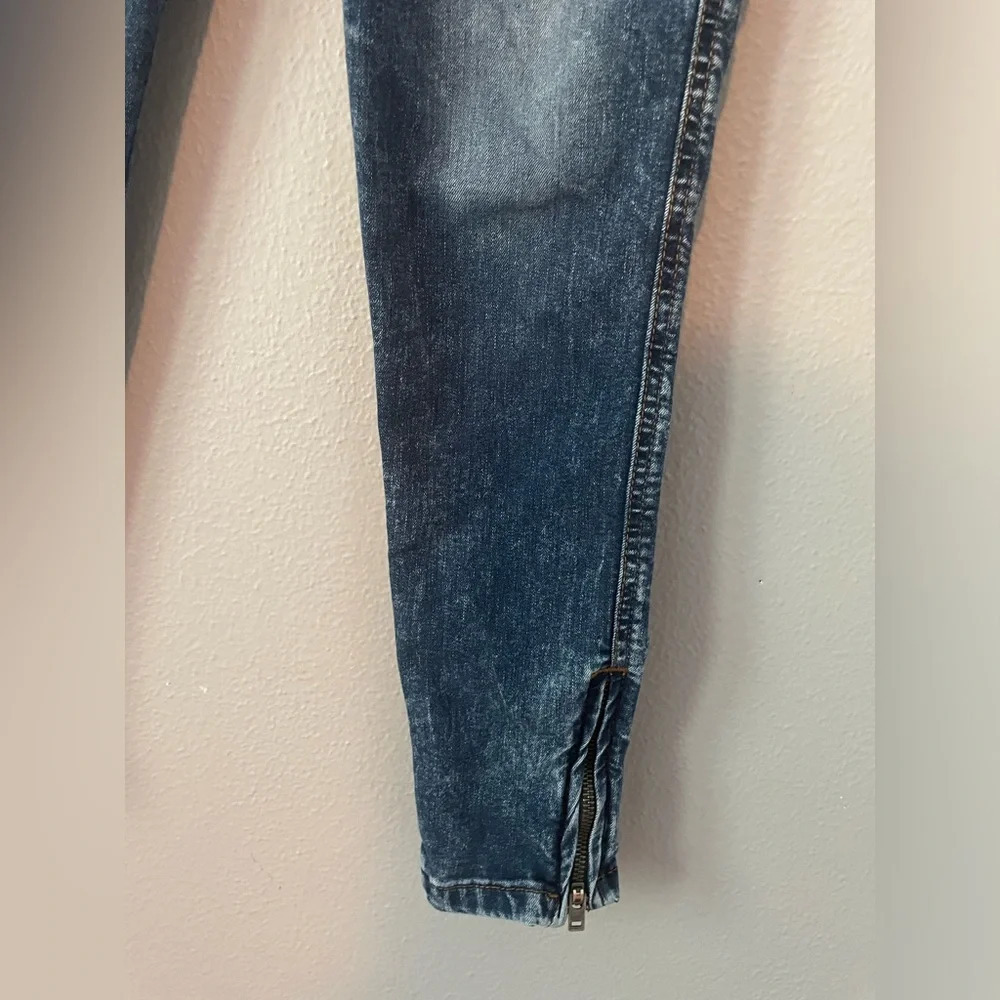 Harley Davidson Womens Dark Wash Low Rise Moto Zipper Skinny Jeans size 27 - Picture 4 of 11